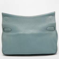 Pre Owned Hermes Ciel Taurillon Clemence Leather Palladium Finish Jypsiere 34 Bag