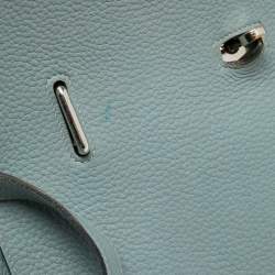 Pre Owned Hermes Ciel Taurillon Clemence Leather Palladium Finish Jypsiere 34 Bag