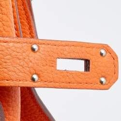 Pre Owned Hermes Apricot Clemence Leather Palladium Finish Jypsiere 34 Bag
