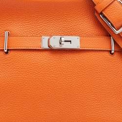 Pre Owned Hermes Apricot Clemence Leather Palladium Finish Jypsiere 34 Bag