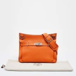 Pre Owned Hermes Apricot Clemence Leather Palladium Finish Jypsiere 34 Bag