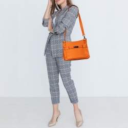 Pre Owned Hermes Apricot Clemence Leather Palladium Finish Jypsiere 34 Bag