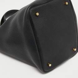 Hermes Black Clemence Leather Gold Finish Picotin Lock 22 Bag