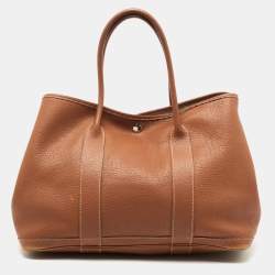 Pre Owned Hermes Gold Negonda Leather Garden Party 36 Bag