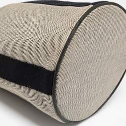 Hermes Beige/Black Canvas Saxo MM Bucket Bag