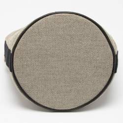 Hermes Beige/Black Canvas Saxo MM Bucket Bag