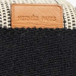 Hermes Beige/Black Canvas Saxo MM Bucket Bag