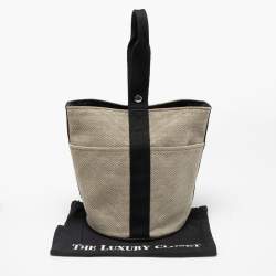 Hermes Beige/Black Canvas Saxo MM Bucket Bag