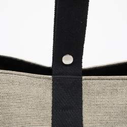 Hermes Beige/Black Canvas Saxo MM Bucket Bag