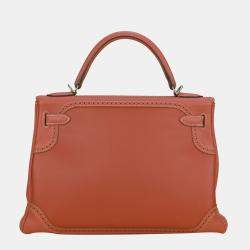Hermes Sanguine Swift Leather Palladium Hardware Ghillies Retourne Kelly 32 Bag