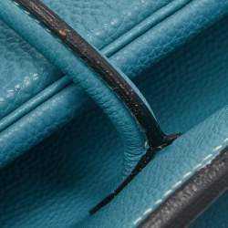 Pre Owned Hermes Blue Jean Epsom Leather Palladium Finish Birkin 35 Bag