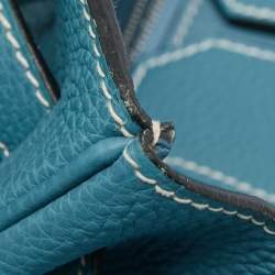 Pre Owned Hermes Blue Jean Epsom Leather Palladium Finish Birkin 35 Bag