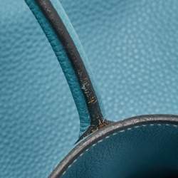 Pre Owned Hermes Blue Jean Epsom Leather Palladium Finish Birkin 35 Bag