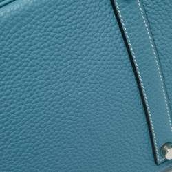 Pre Owned Hermes Blue Jean Epsom Leather Palladium Finish Birkin 35 Bag
