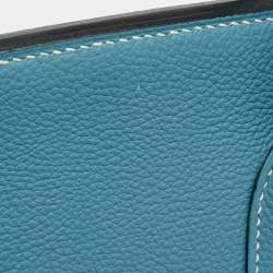 Pre Owned Hermes Blue Jean Epsom Leather Palladium Finish Birkin 35 Bag