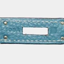Pre Owned Hermes Blue Jean Epsom Leather Palladium Finish Birkin 35 Bag
