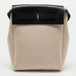 مملوكة مسبقًا Hermes Black/Beige Canvas and Leather Herbag TPM Bag