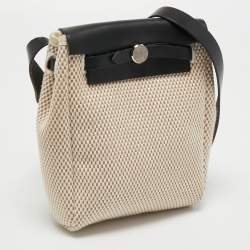 مملوكة مسبقًا Hermes Black/Beige Canvas and Leather Herbag TPM Bag