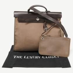 Hermés Ebene/Taupe Canvas and Leather Herbag Zip 39 Bag
