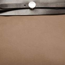 Hermés Ebene/Taupe Canvas and Leather Herbag Zip 39 Bag