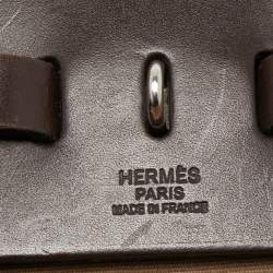 Hermés Ebene/Taupe Canvas and Leather Herbag Zip 39 Bag