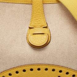 Pre Owned Hermes Soleil/Beige Canvas and Clemence Leather Evelyne I PM Bag