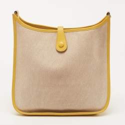 Pre Owned Hermes Soleil/Beige Canvas and Clemence Leather Evelyne I PM Bag