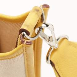 Pre Owned Hermes Soleil/Beige Canvas and Clemence Leather Evelyne I PM Bag