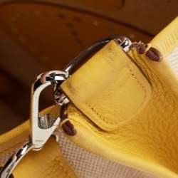 Pre Owned Hermes Soleil/Beige Canvas and Clemence Leather Evelyne I PM Bag