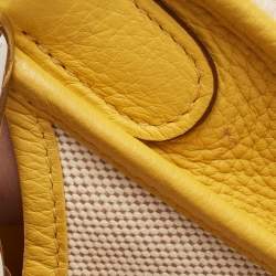 Pre Owned Hermes Soleil/Beige Canvas and Clemence Leather Evelyne I PM Bag