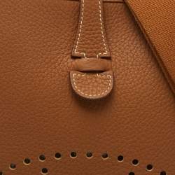 Hermes Gold Clemence Leather Evelyne III PM Bag
