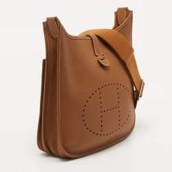 Hermes Gold Clemence Leather Evelyne III PM Bag