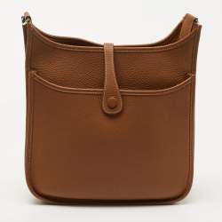 Hermes Gold Clemence Leather Evelyne III PM Bag