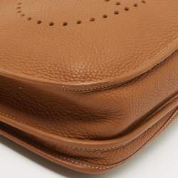 Hermes Gold Clemence Leather Evelyne III PM Bag
