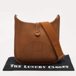Hermes Gold Clemence Leather Evelyne III PM Bag