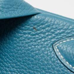 Hermes Blue Jean Taurillon Clemence Leather Palladium Finish Lindy 34 Bag