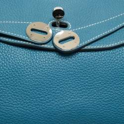 Hermes Blue Jean Taurillon Clemence Leather Palladium Finish Lindy 34 Bag