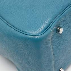 Hermes Blue Jean Taurillon Clemence Leather Palladium Finish Lindy 34 Bag