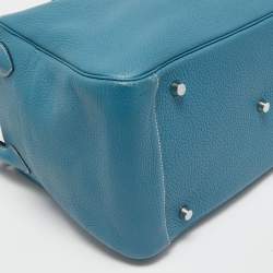 Hermes Blue Jean Taurillon Clemence Leather Palladium Finish Lindy 34 Bag