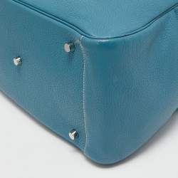 Hermes Blue Jean Taurillon Clemence Leather Palladium Finish Lindy 34 Bag