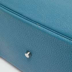 Hermes Blue Jean Taurillon Clemence Leather Palladium Finish Lindy 34 Bag