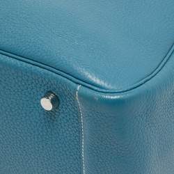 Hermes Blue Jean Taurillon Clemence Leather Palladium Finish Lindy 34 Bag