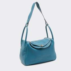 Hermes Blue Jean Taurillon Clemence Leather Palladium Finish Lindy 34 Bag