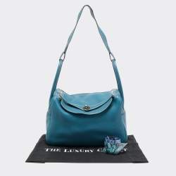 Hermes Blue Jean Taurillon Clemence Leather Palladium Finish Lindy 34 Bag