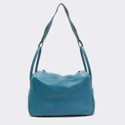 Hermes Blue Jean Taurillon Clemence Leather Palladium Finish Lindy 34 Bag