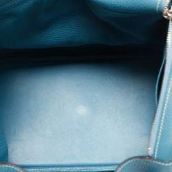 Hermes Blue Jean Taurillon Clemence Leather Palladium Finish Lindy 34 Bag