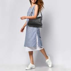 Pre Owned Hermes Black Clemence Leather Palladium Finish Lindy 30 Bag