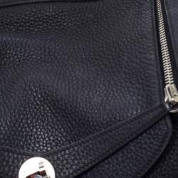 Pre Owned Hermes Black Clemence Leather Palladium Finish Lindy 30 Bag