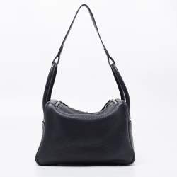 Pre Owned Hermes Black Clemence Leather Palladium Finish Lindy 30 Bag