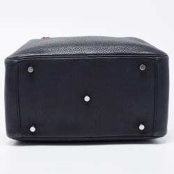 Pre Owned Hermes Black Clemence Leather Palladium Finish Lindy 30 Bag
